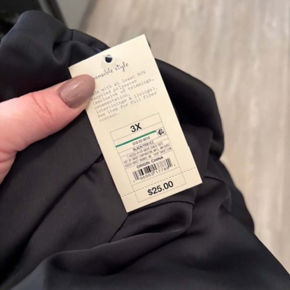 a new day Black Satin Midi Dress with adjustable straps 3X & 4X - Picture 5 of 6
